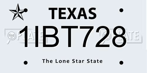 1IBT728 Texas License Plate