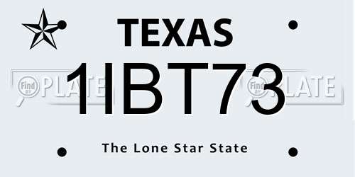 1IBT73 Texas License Plate