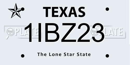 1IBZ23 Texas License Plate