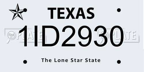 1ID2930 Texas License Plate