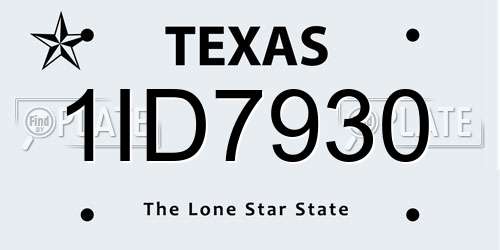 1ID7930 Texas License Plate