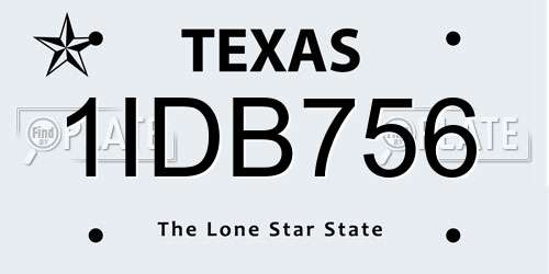 1IDB756 Texas License Plate