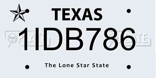 1IDB786 Texas License Plate