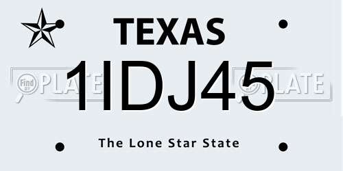 1IDJ45 Texas License Plate