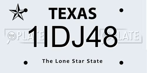 1IDJ48 Texas License Plate