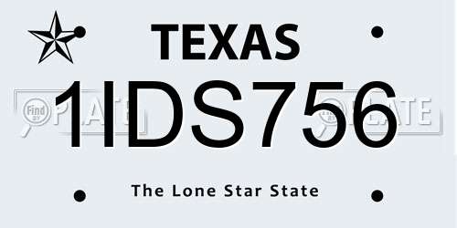 1IDS756 Texas License Plate