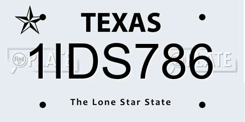 1IDS786 Texas License Plate