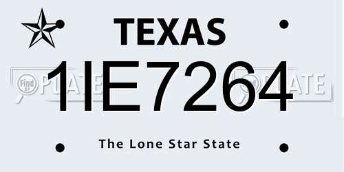 1IE7264 Texas License Plate