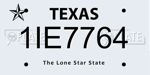 1IE7764 Texas License Plate