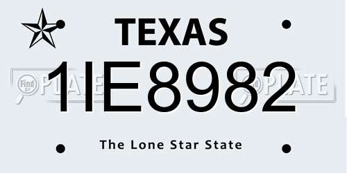 1IE8982 Texas License Plate