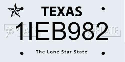 1IEB982 Texas License Plate