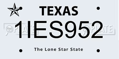 1IES952 Texas License Plate