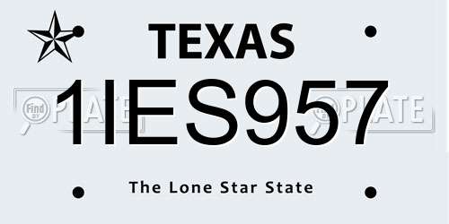 1IES957 Texas License Plate