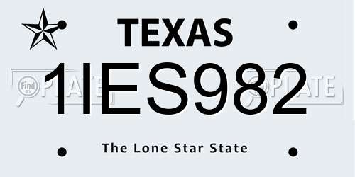 1IES982 Texas License Plate