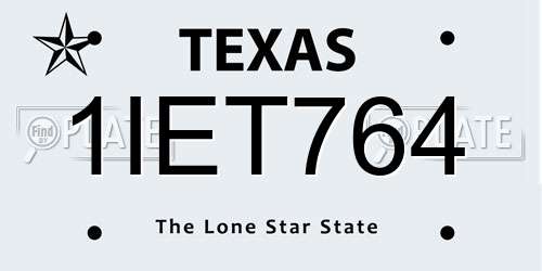 1IET764 Texas License Plate