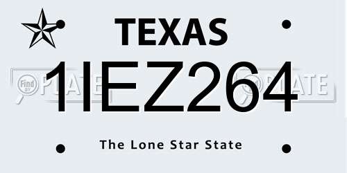 1IEZ264 Texas License Plate