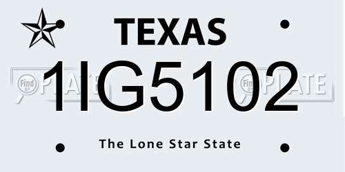 1IG5102 Texas License Plate