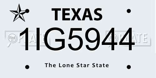 1IG5944 Texas License Plate