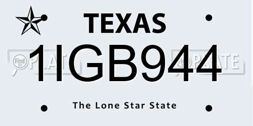 1IGB944 Texas License Plate