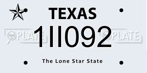 1II092 Texas License Plate