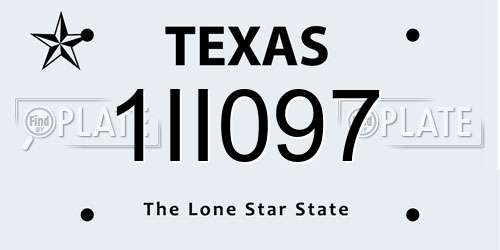1II097 Texas License Plate