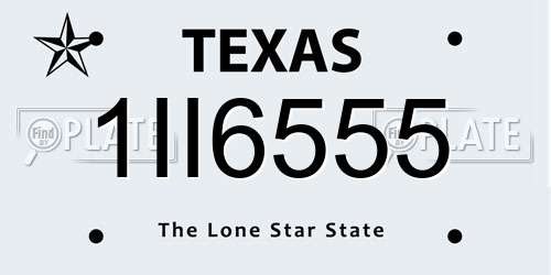 1II6555 Texas License Plate