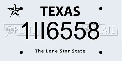 1II6558 Texas License Plate