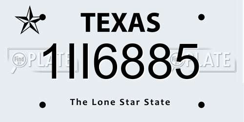 1II6885 Texas License Plate