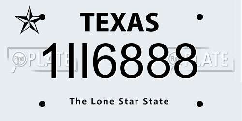 1II6888 Texas License Plate