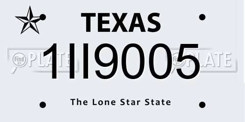 1II9005 Texas License Plate