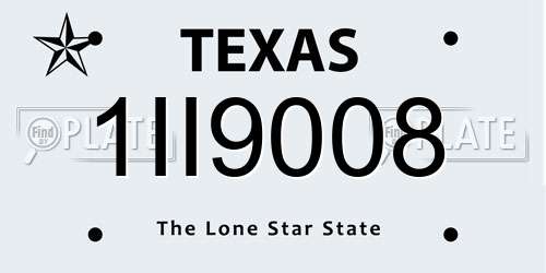 1II9008 Texas License Plate