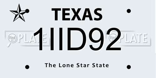 1IID92 Texas License Plate