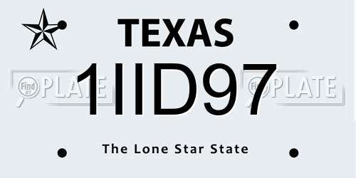 1IID97 Texas License Plate