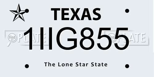 1IIG855 Texas License Plate