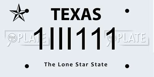 1III111 Texas License Plate