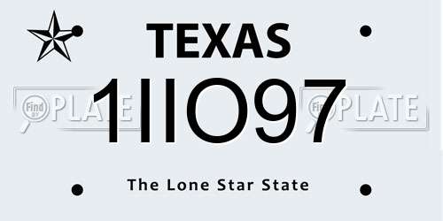 1IIO97 Texas License Plate