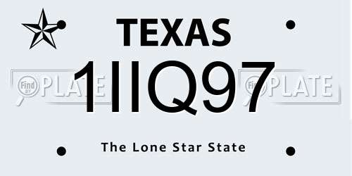 1IIQ97 Texas License Plate