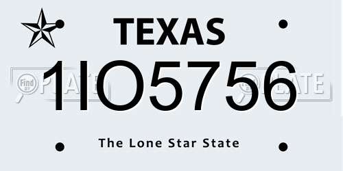 1IO5756 Texas License Plate