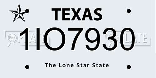 1IO7930 Texas License Plate