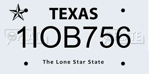 1IOB756 Texas License Plate
