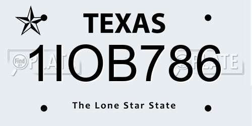 1IOB786 Texas License Plate