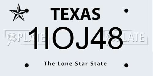 1IOJ48 Texas License Plate