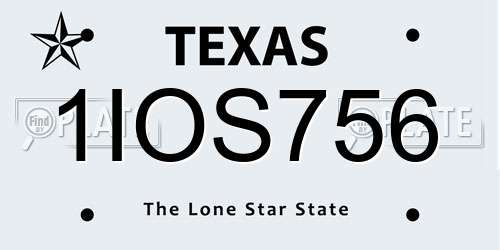 1IOS756 Texas License Plate