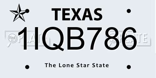1IQB786 Texas License Plate