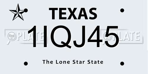 1IQJ45 Texas License Plate
