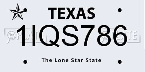 1IQS786 Texas License Plate