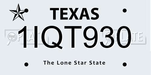1IQT930 Texas License Plate
