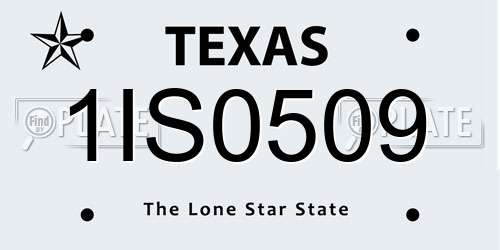 1IS0509 Texas License Plate