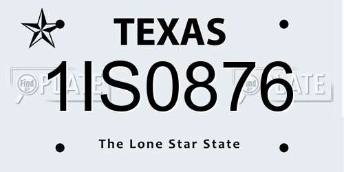 1IS0876 Texas License Plate