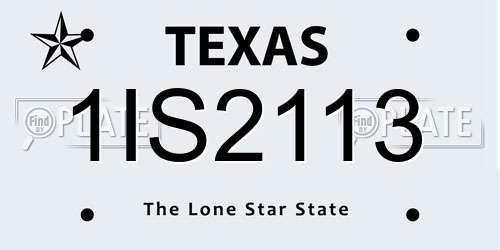 1IS2113 Texas License Plate